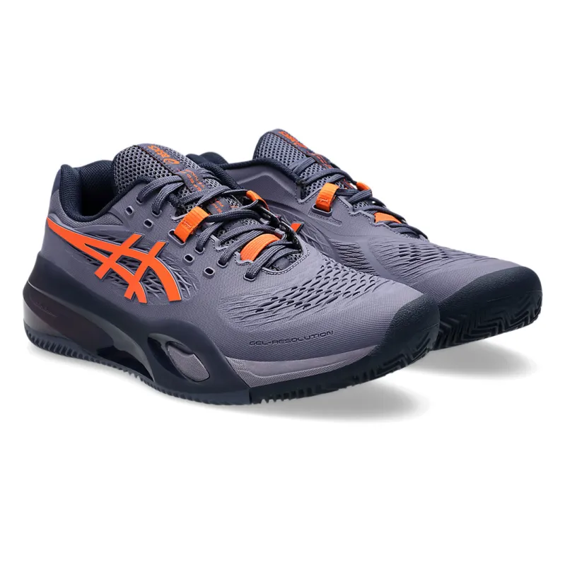 Asics Gel-Resolution X Greyish Purple & Nova Orange Men's Clay Court Tennis Shoes
