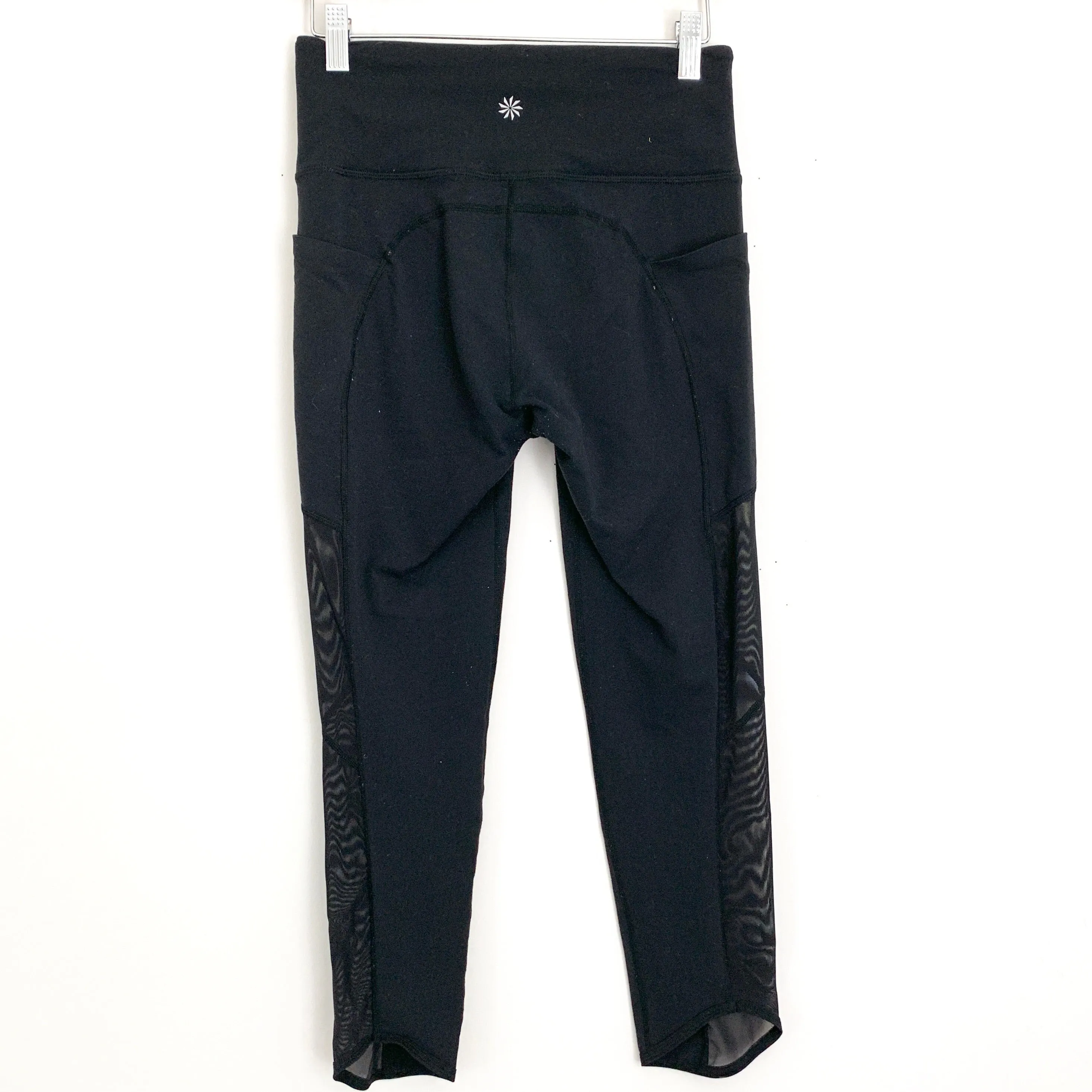 Athleta Black Stash Pocket Mesh Capri Pants- Size S (Inseam 21.5”)