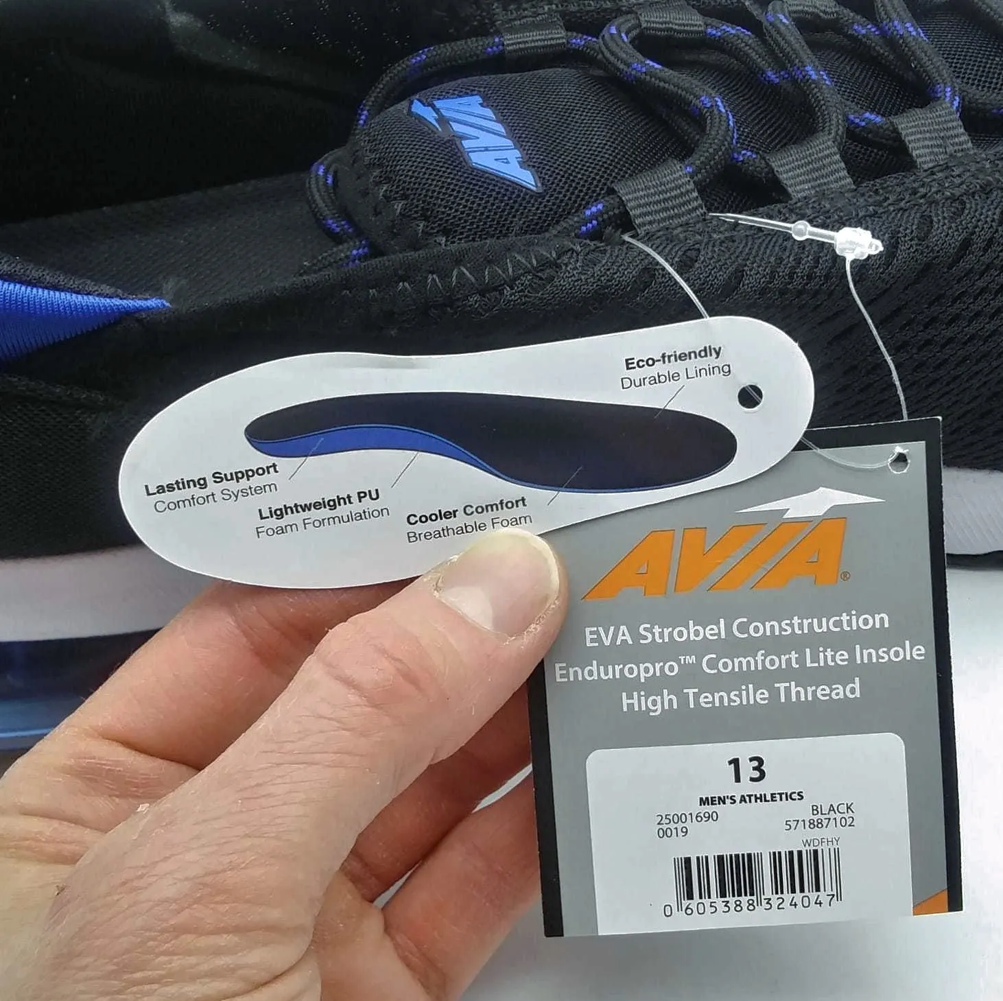 Avia Men's O2Air BX1 Athletic Sneaker Black Size13 US New