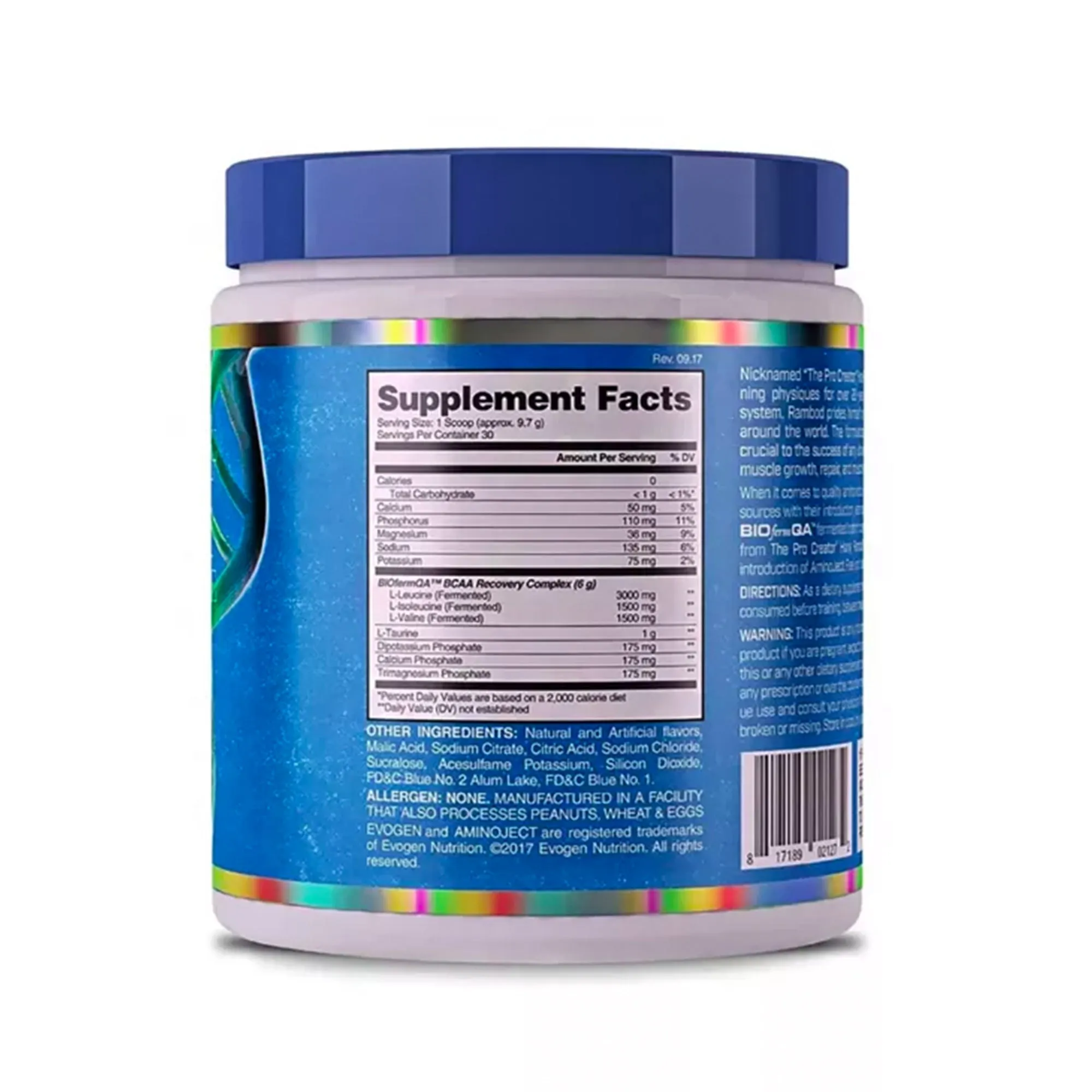 Evogen AminoJect BCAA, Vegan Fermented Plant Based BCAA, Glutamine, & Citrulline Powder