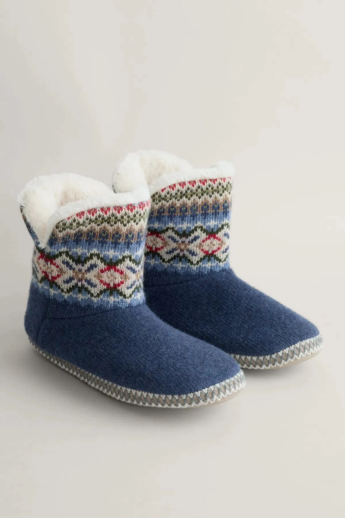 Snooze Slipper Booties - Fence Floral Blue Ink Mix