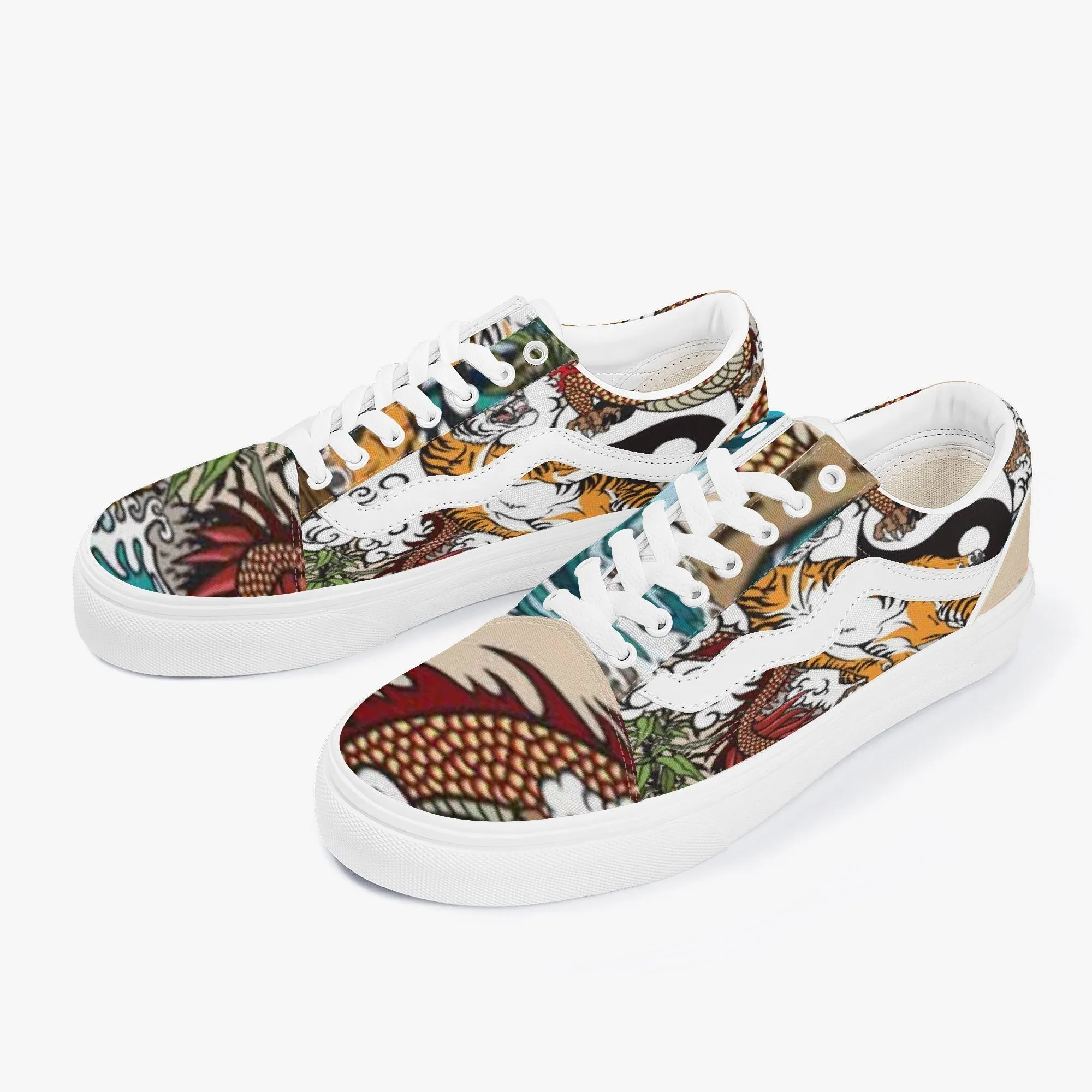 Tiger Stripes Trendy Low-Top Canvas Sneakers